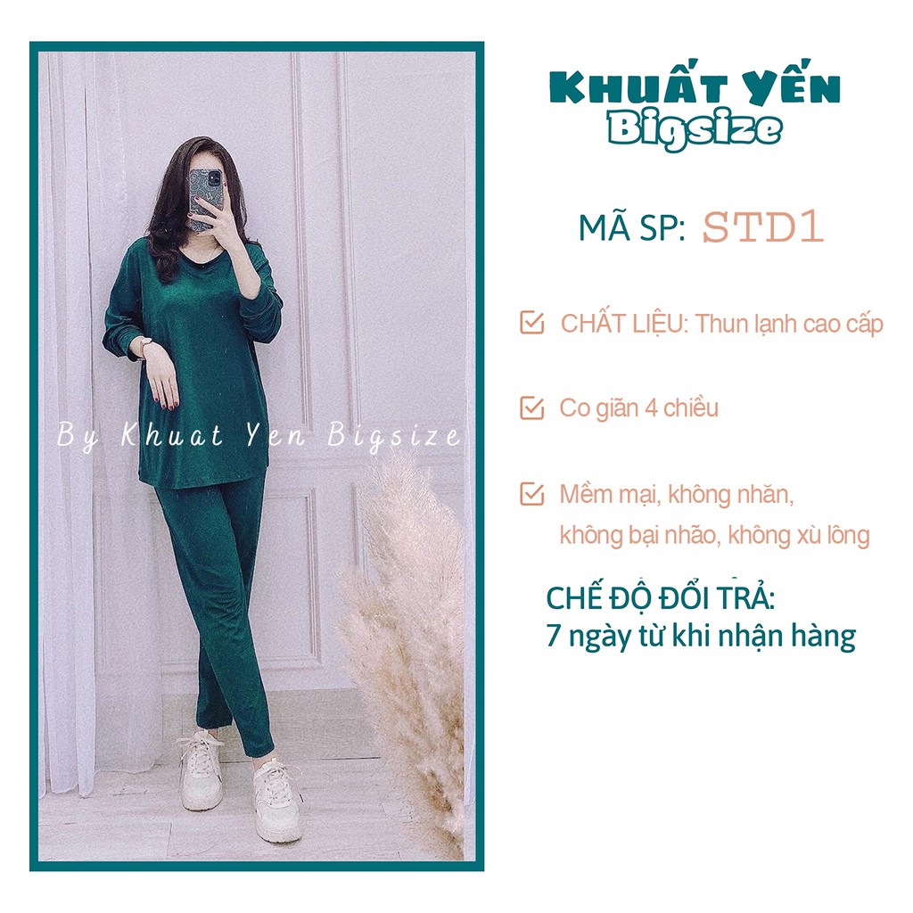 Set bộ quần áo nữ trơn thể thao thu đông có bigsize cổ tròn form rộng co giãn bầu mặc được B10