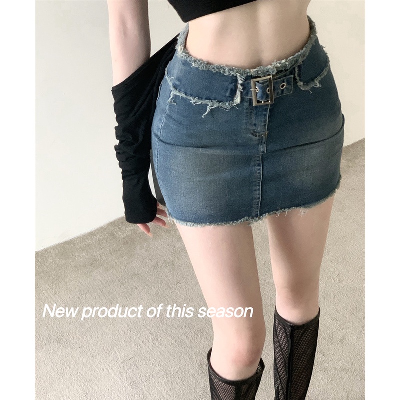 Chân Váy Denim Mini Lưng Cao Thời Trang Mùa Hè Quyến Rũ Cho Nữ
