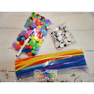 Túi kẽm nhung, mắt thú, pom pom đóng sẵn tiện dụng