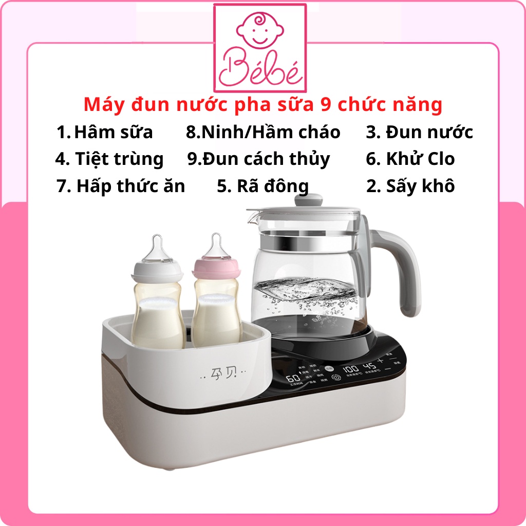 Máy Hâm Sữa Tiệt Trùng Sấy Khô, Máy Ủ Sữa Cho Bé 9 trong 1