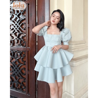Đầm Nữ Tiểu Thư LOL VIETNAM Xòe 2 Tầng Cổ Vuông Tay Bồng Phong Cách Công Chúa Lolita, Váy Xinh Dự Tiệc Cưới DA09