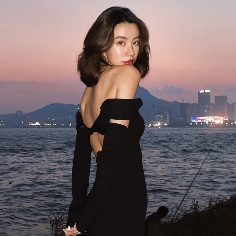 ZHELIHANGFEI Đầm Dệt Kim Màu Đen Trễ Vai Xẻ Tà Quyến Rũ Thời Trang Cho Nữ