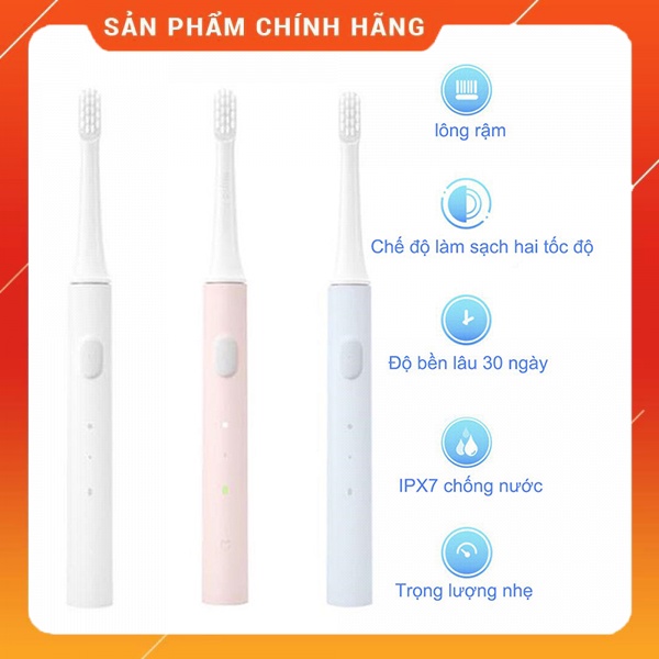 Bàn chải điện Xiaomi Mijia T100, rung tần số cao siêu sạch, chống nước, bh 1 đổi 1