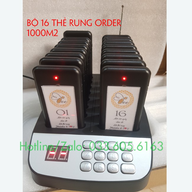 Bộ thẻ rung order tự phục vụ - Bộ 16 thẻ phủ sóng 1000m2 - Máy móc pha chế TV