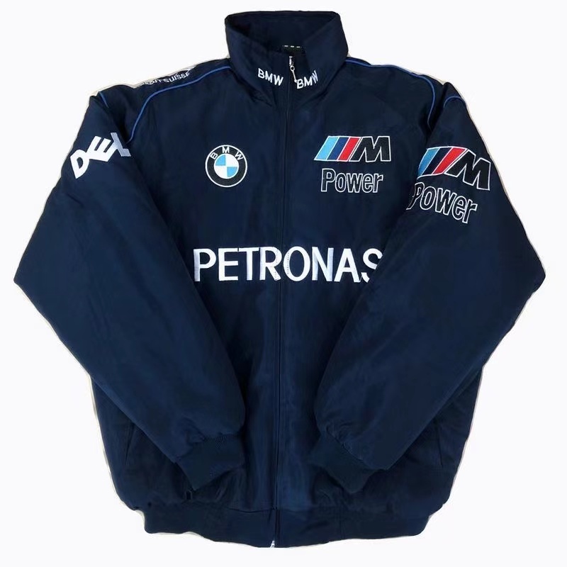 Áo Khoác Đệm Cotton Thêu Họa Tiết Xe Đua BMW Thời Trang Thu Đông Cho Nam