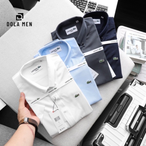 Áo Sơ Mi Nam Tay Ngắn Không Túi LACOSTE VẢI LỤA Hàng Xuất Xin Cao Cấp Dolamen