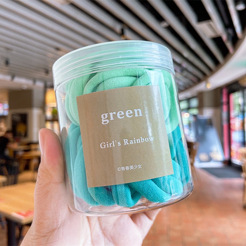 Set 50 Dây Buộc Tóc Cao Su Co Giãn Không Đường May Màu Sắc Gradient