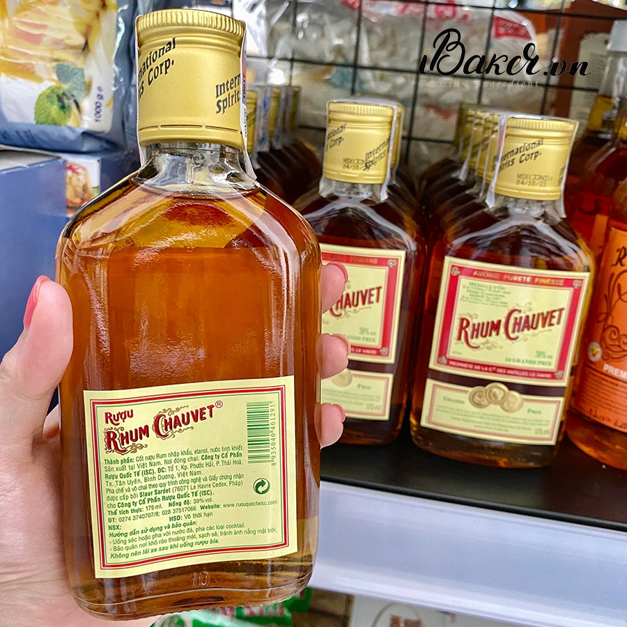 Hương Rum Chauvet - Chai 175ml, nguyên liệu làm bánh, pha chế