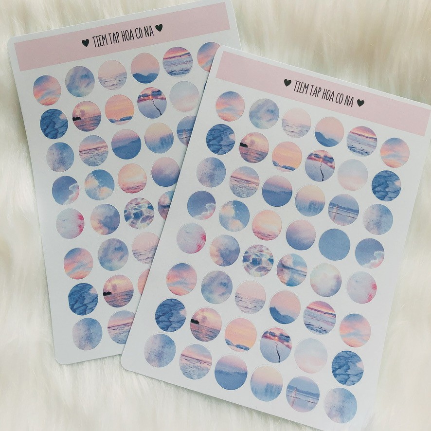Sticker/hình dán trang trí hình tròn hoạ tiết pastel, trang trí sổ,bullet journal/dán thiệp -tiemtaphoacona