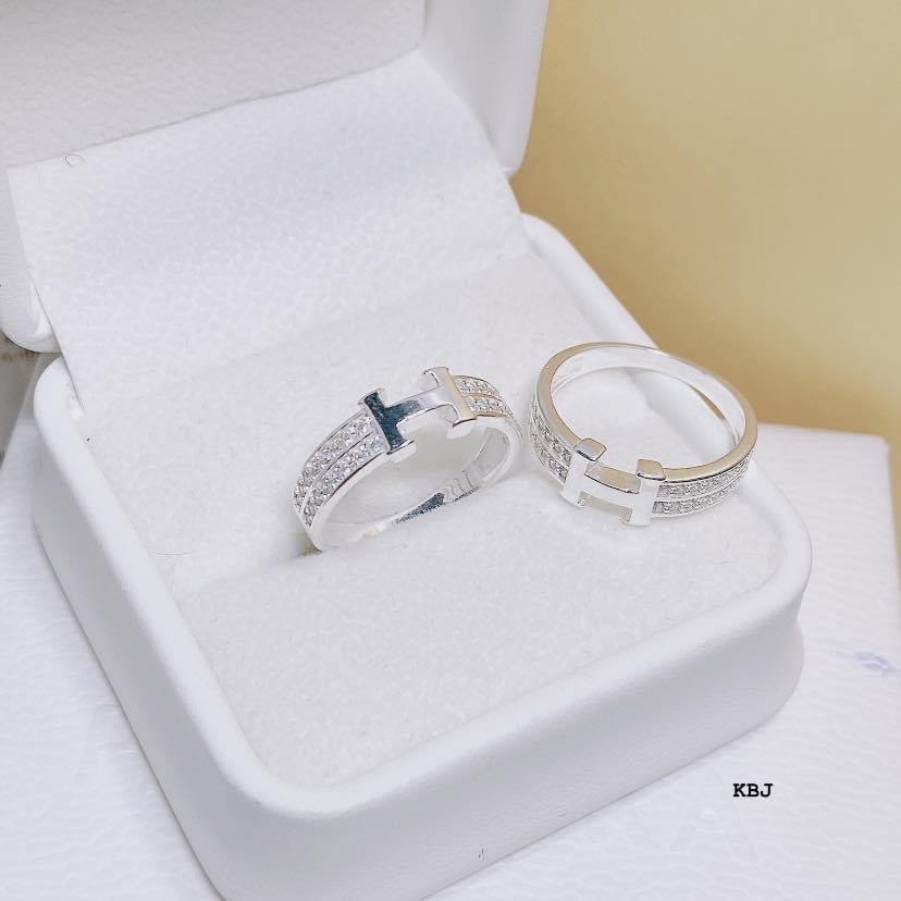 Nhẫn Chữ H , nhẫn nữ bạc ta