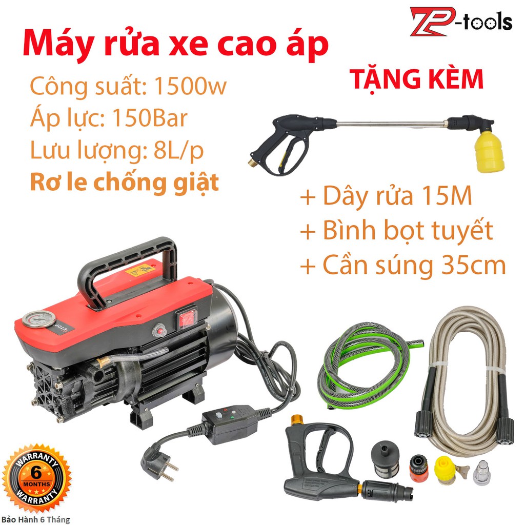 Máy rửa xe áp lực cao RS1B chinh hang Etop - 1500w,150Bar - có rơ le chông giât, van xả khí - tăng binh bot+cần súng