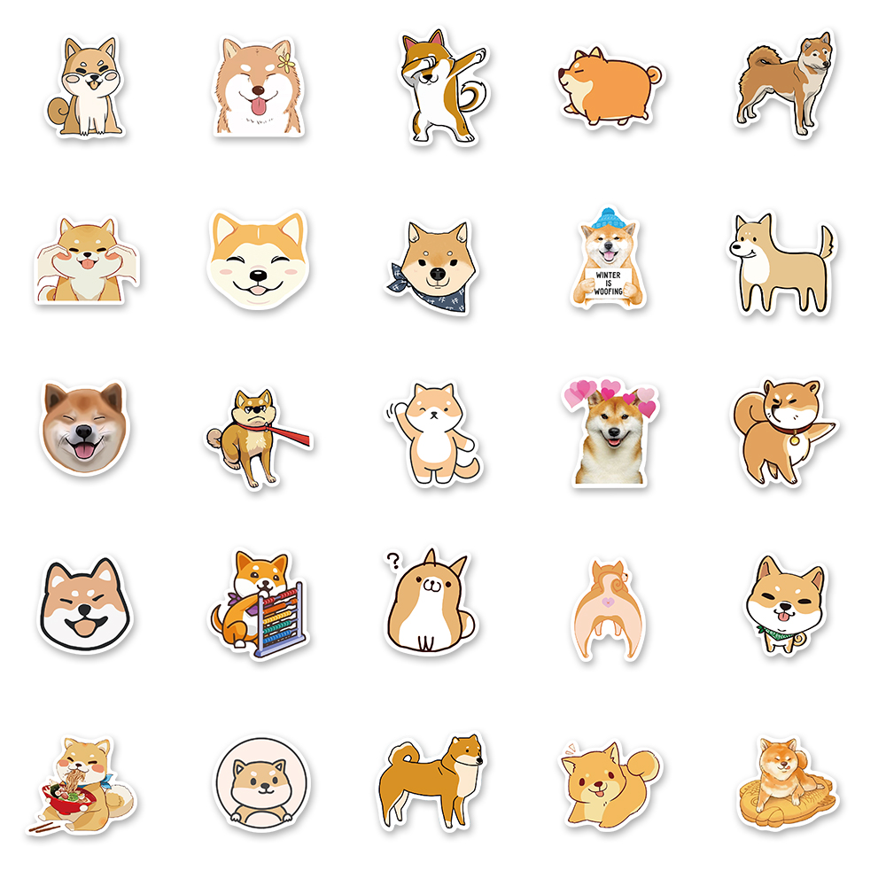 Bộ 50 Miếng Dán Bằng Nhựa PVC Chống Thấm Nước Hình Chú Chó Corgi Dễ Thương | BigBuy360 - bigbuy360.vn