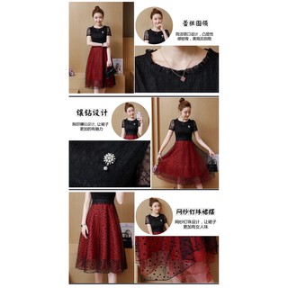 ĐẦM XÒE NỮ TÍNH PHỐI REN ĐỎ ĐEN