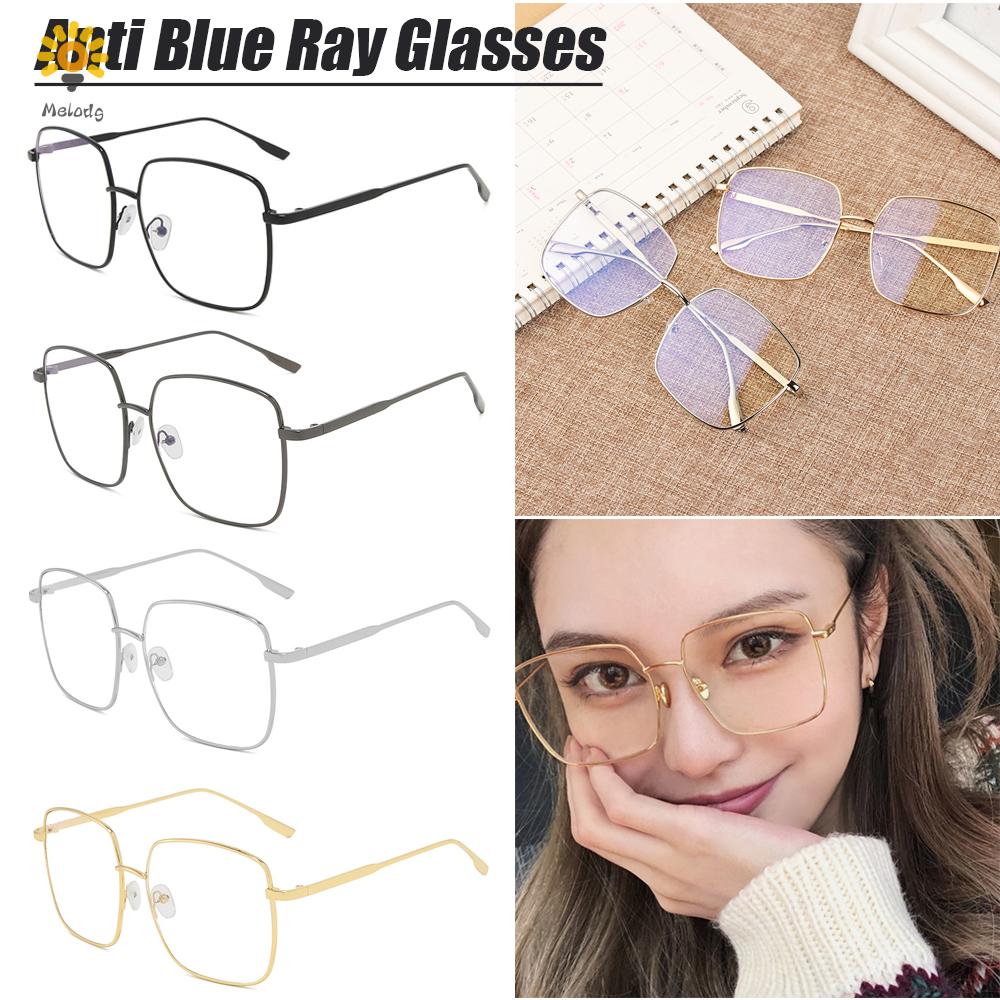 Mắt Kính Chống Ánh Sáng Xanh Hình Vuông Gọng Kim Loại Siêu Nhẹ Thời Trang