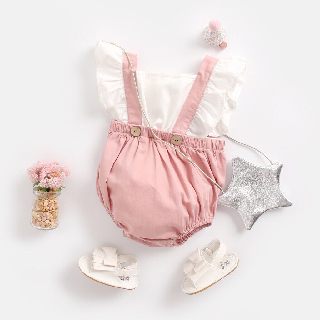Áo liền quần Baby họa tiết hoa phong cách mùa hè cho bé gái từ 6 tháng đến 2 tuổi