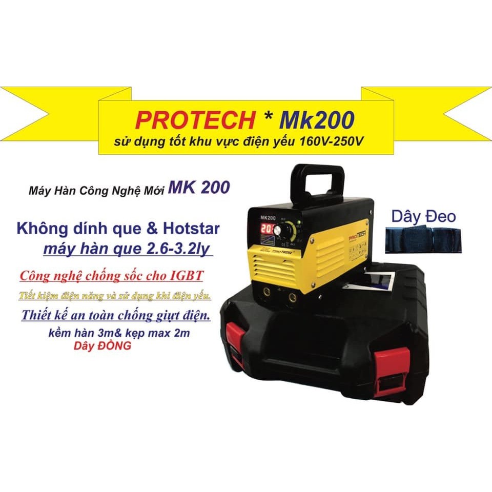 Máy Hàn Điện Tử Mini Protech MK 200 - Có Hộp Nhựa - Thợ và Gia Đình - Hàn Được Điện Yếu