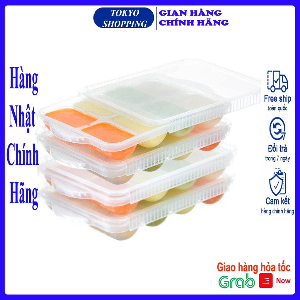 Khay trữ đồ ăn dặm - Khay trữ đông 6, 8 ngăn có nắp Skater cho bé Hàng Nhật Chính Hãng