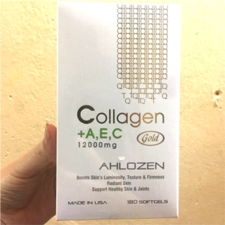 Collagen + A E C 12000mg Ahlozen Gold, hàng nhập khẩu chính hãng, làm chậm quá trình lão hóa, đẹp da, chống nhăn..