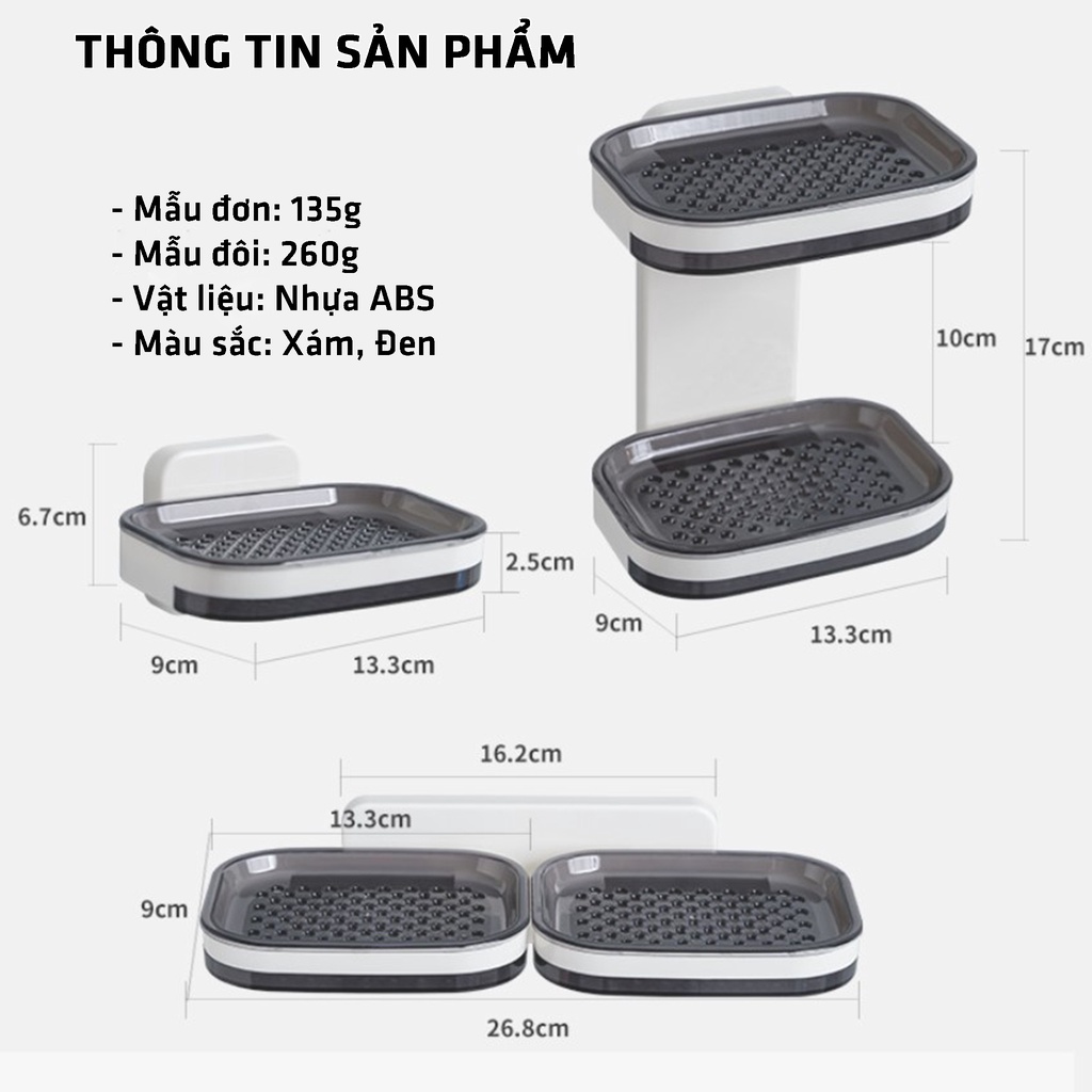 Kệ Đựng Xà Phòng Dán Tường 2 Tầng Loại Tốt Tiện Dụng