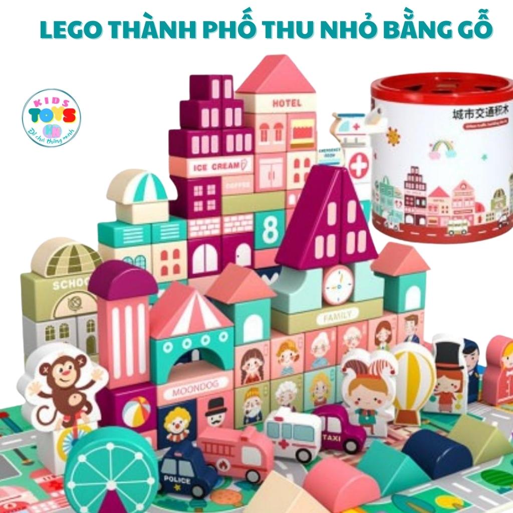 Bộ Đồ Chơi Xếp Hình Mô Hình Thành Phố Thu Nhỏ Bằng Gỗ, Đồ Chơi Lắp Ghép Shop Kidtoyshn Qc