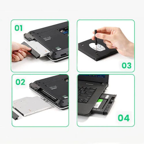 Khay Ổ cứng Laptop (Caddy Bay) mỏng Ugreen 70657 - Hàng Chính Hãng Bảo Hành 18 tháng