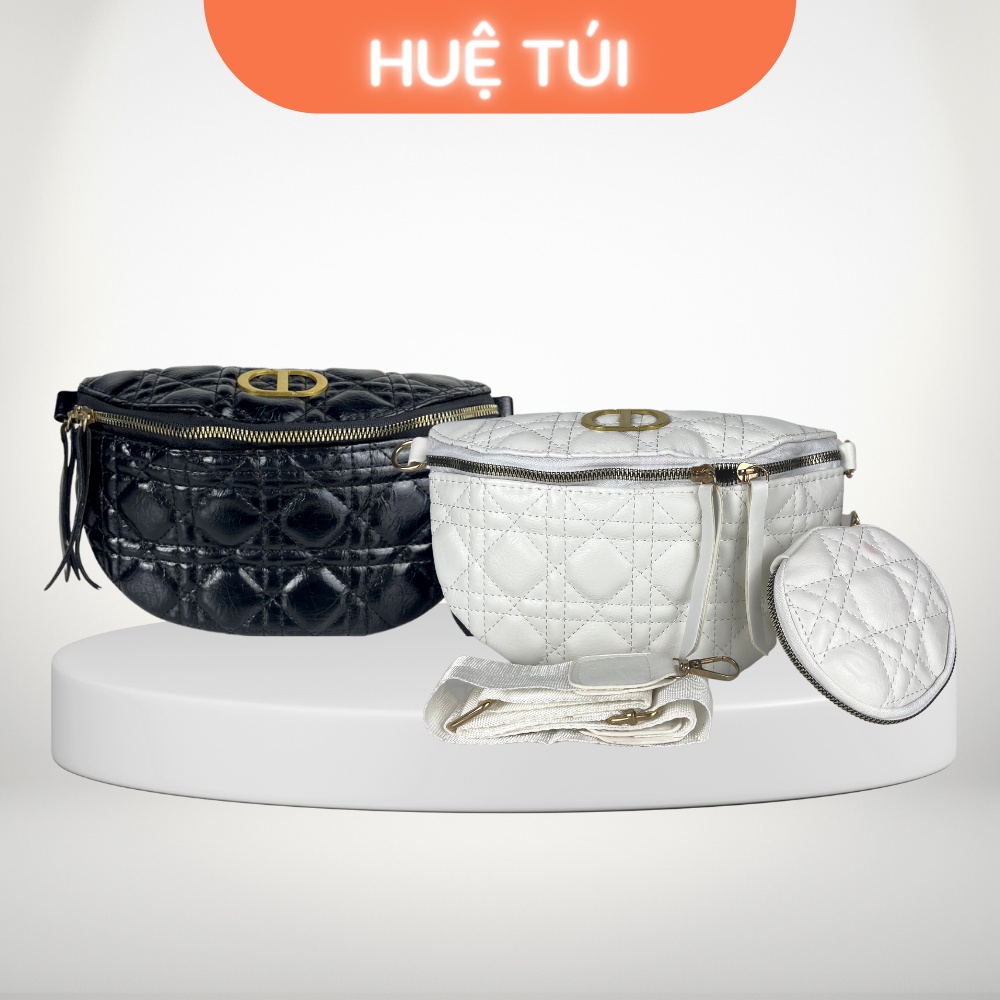 (ẢNH THẬT) Túi bao tử CD 2 món cho nữ màu trắng và đen chất liệu da cao cấp siêu hot, thời trang, cá tính TX09