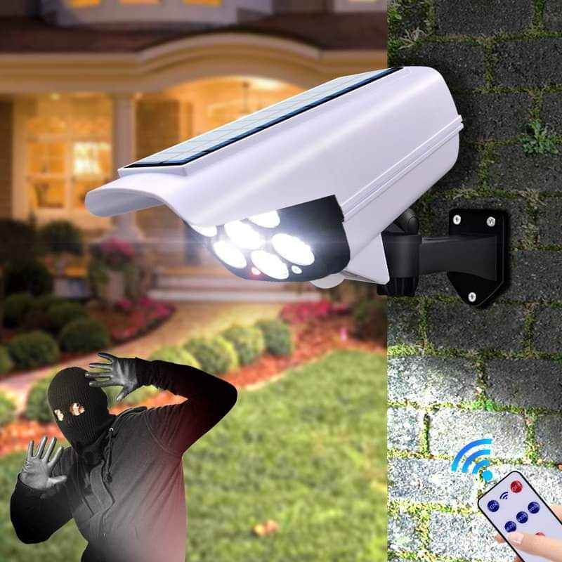 Đèn Ngoài Trời, Đèn Năng Lượng Mặt Trời Hình Camera Chống Trộm Kèm Điều Khiển, Đèn Duy Thắng