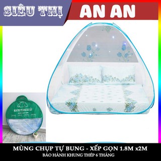 Mùng chụp mùng tự bung Rosie màn chụp vải dày trắng bông hồng1.6m x 2m và 1.8 m x 2m bảo hành 12 tháng