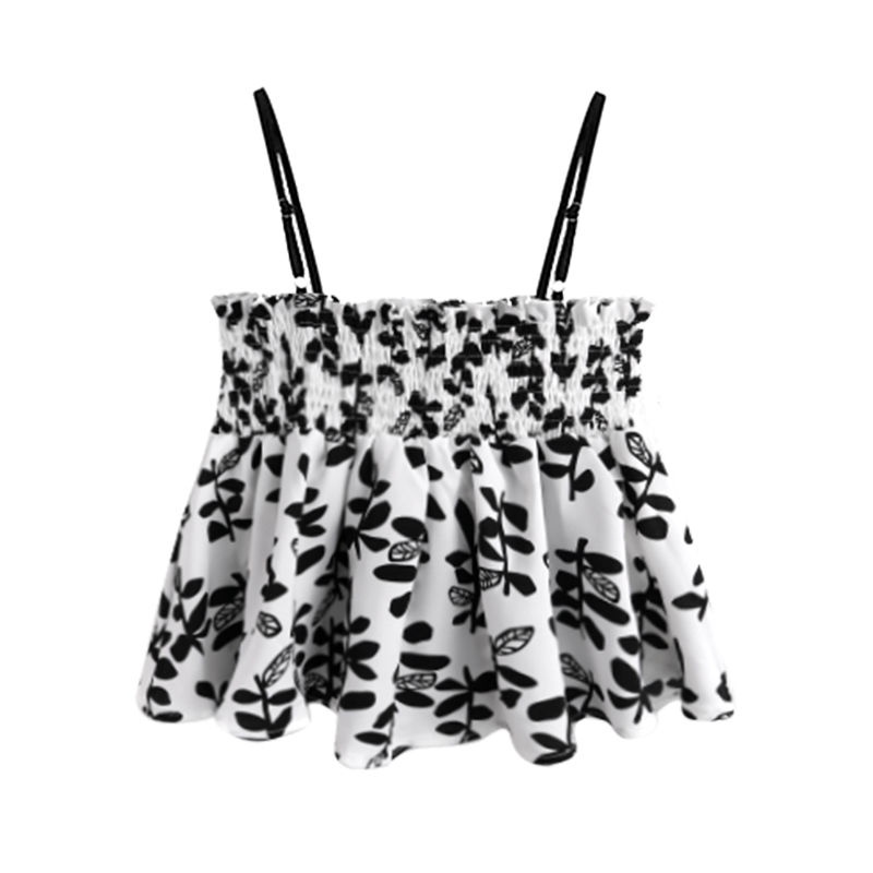 Áo hai dây dáng ngắn in họa tiết hoa nhỏ dễ thương thời trang mùa hè quyến rũ 2021