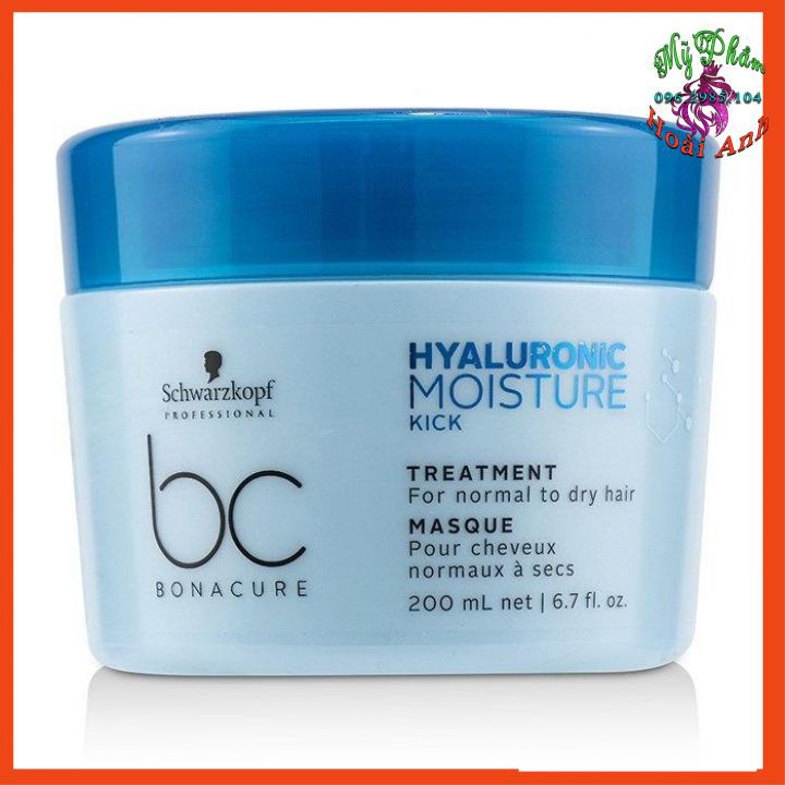 DẦU HẤP Ủ TÓC SCHWARZKOPF BC BONACURE HUALURON MOISTURE KICK MICELLAR TREATMENT GIỮ ẨM TÓC KHÔ GIÒN VÀ XOĂN ĐỨC 200ML