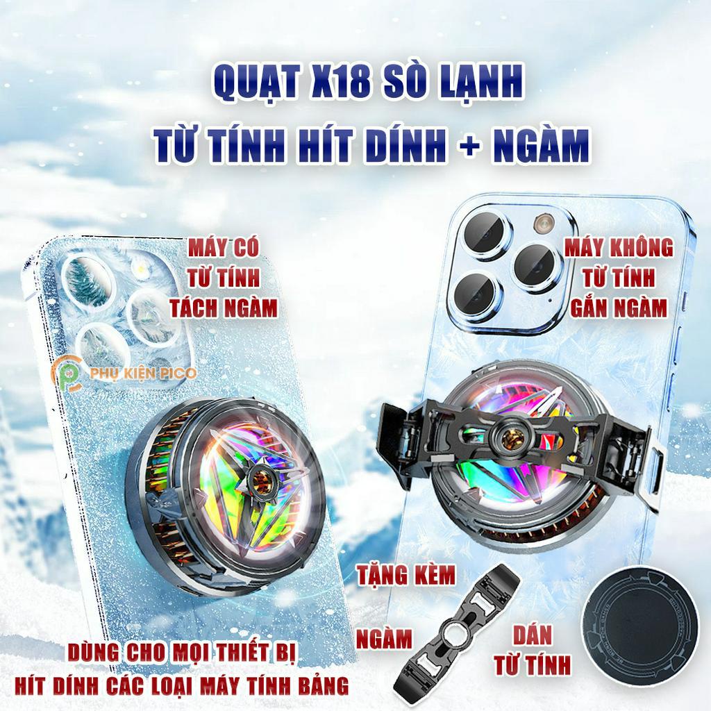 Quạt tản nhiệt điện thoại sò lạnh từ tính X18 có ngàm gắn Livestream Led RGB - Tản nhiệt máy tính bảng X18