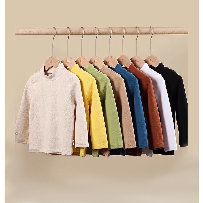 Áo giữ nhiệt cho bé trai bé gái cotton cổ 3 phân mềm mịn hàng chính phẩm Vanosa màu trơn