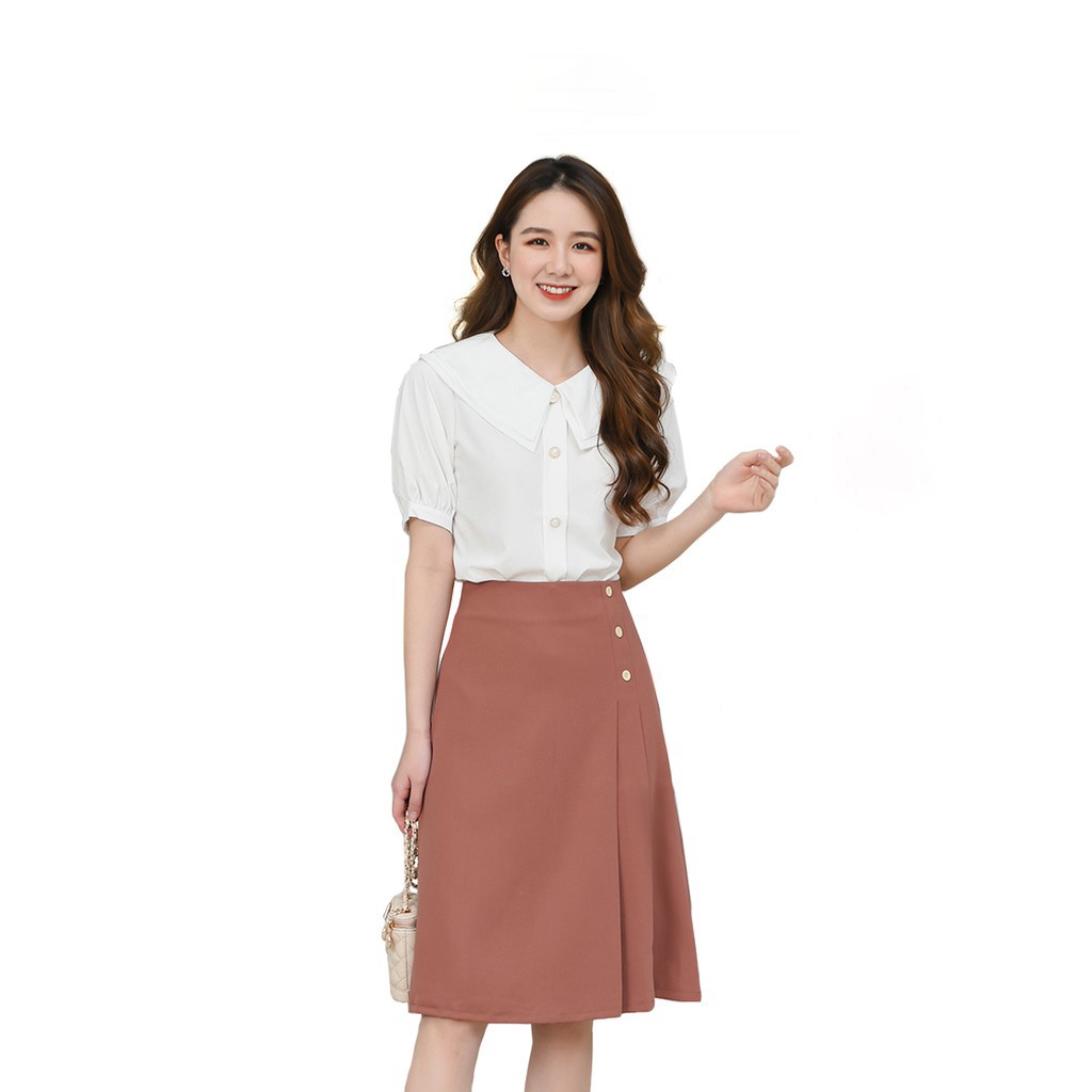 Chân Váy Công Sở Chữ A Dáng Dài Thiết Kế Vạt 3 Cúc Lefe CA03 | BigBuy360 - bigbuy360.vn