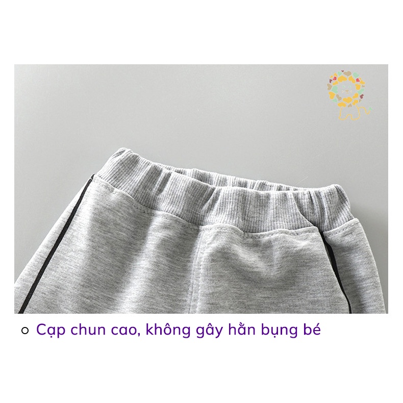 Quần dài cho bé quần nỉ bé trai chất da cá 1 lớp hàng thu đông 2022