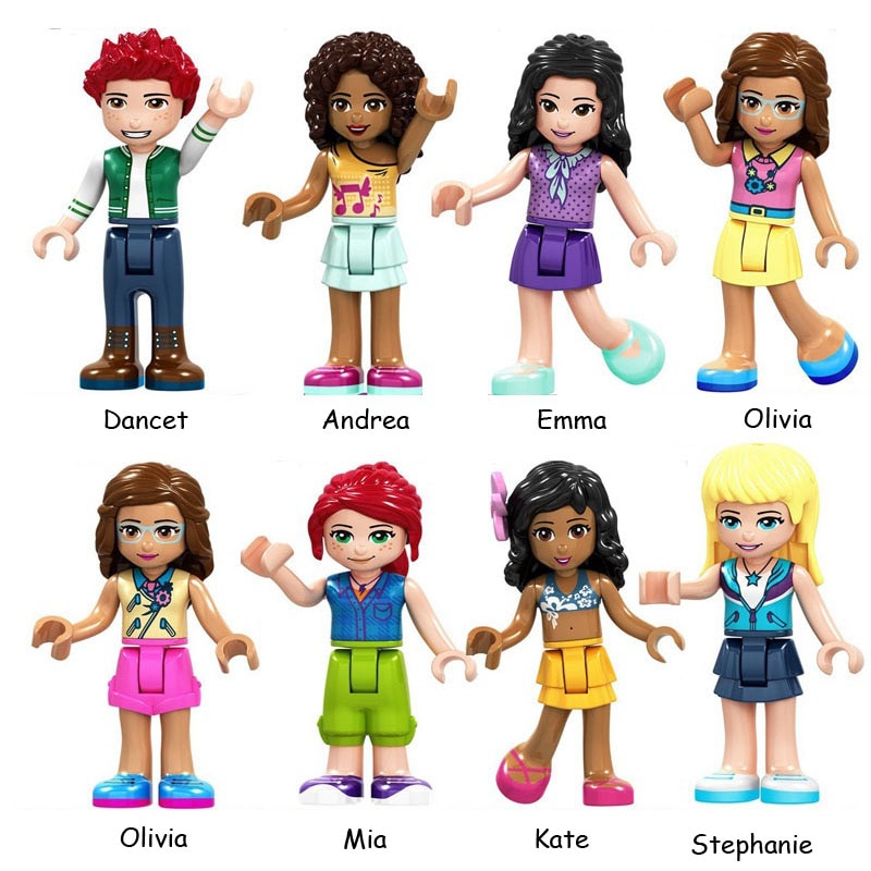 Lego Girl Friends Mia Olivia Emma Andrea Martina Stephanie Celebration Assemble Action Figures Construction Building Blocks Toys for Children Girl Gifts