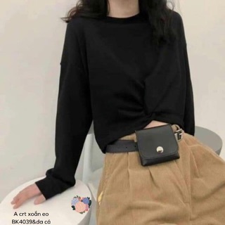 Áo crt  xoắn eo dài tay -BK