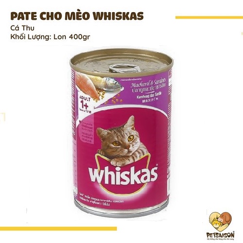 [Mã 229FMCGSALE giảm 8% đơn 500K] [CHÍNH HÃNG] PATE WHISKAS CHO MÈO TRƯỞNG THÀNH - LON 400G