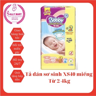 [Tặng 4 miêng]Tã Dán Bobby Sơ Sinh Siêu Thấm XS42 (42 Miếng)