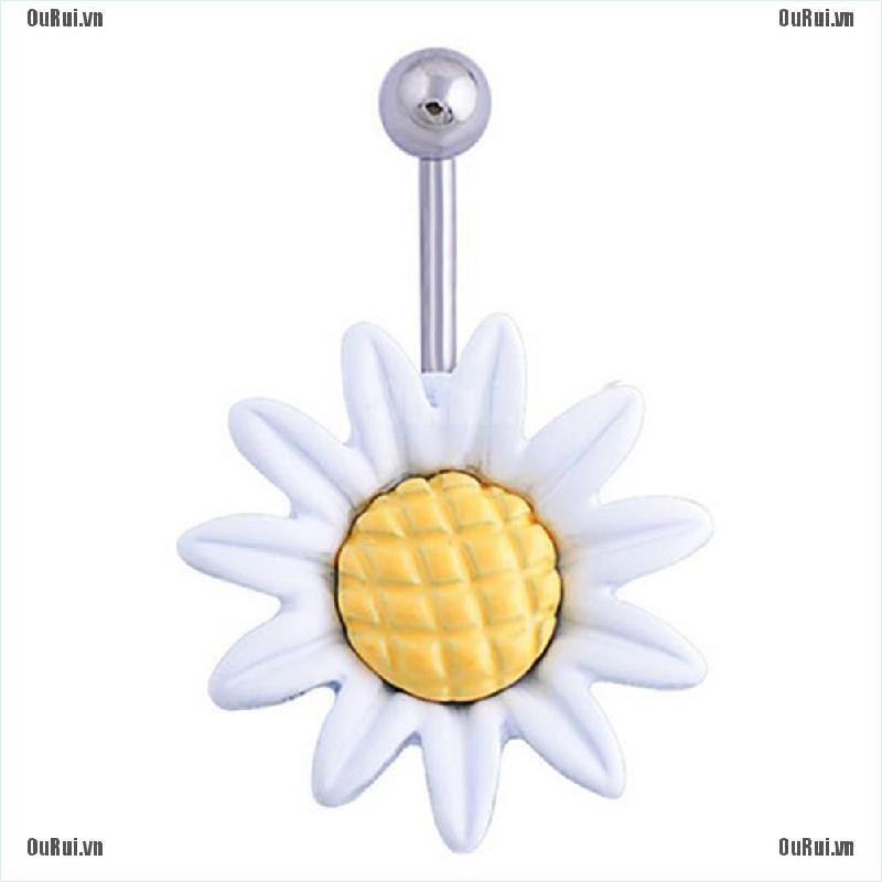 Khuyên Rốn Hình Hoa Hướng Dương Bằng Thép Y Tế