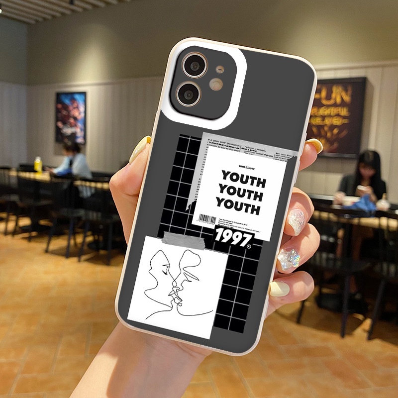 Ốp iphone - Ốp lưng iphone cạnh vuông viền camera Phong cách aesthetic dành cho ip 6 đến 14promax - ng062