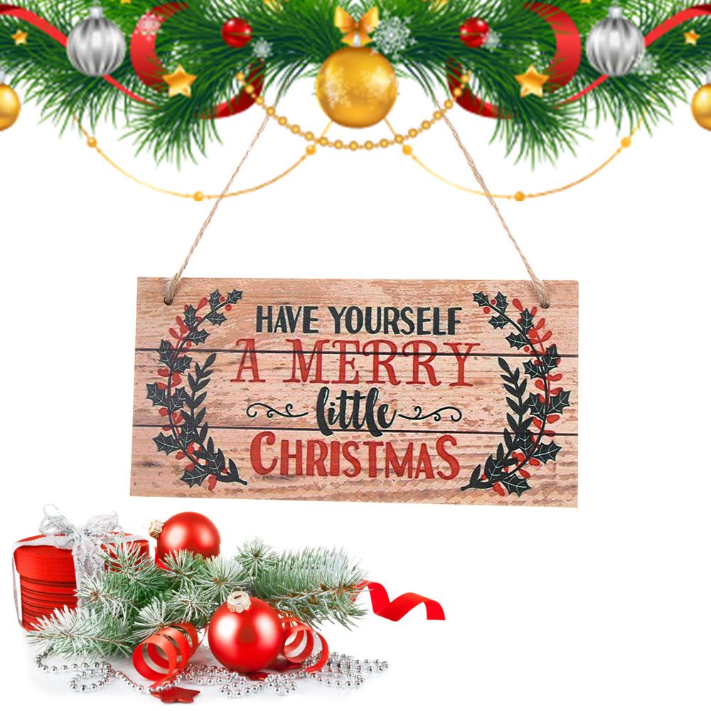 Bảng Gỗ Treo Cửa In Chữ Merry Christmas Trang Trí Nhà Cửa/Giáng Sinh