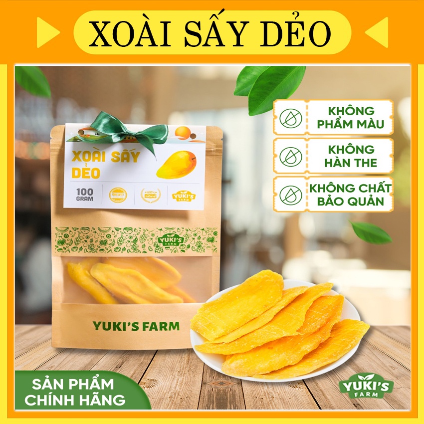 Xoài Sấy Dẻo Đà Lạt YUKI FARM Gói  100G - Hoa Quả Sấy Dẻo Thơm Ngon Mềm Ngọt Organic Chất Lượng Cao Tốt cho Sức Khỏe