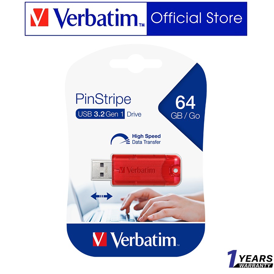 USB Verbatim Store'n' Go PinStripe 64 GB 3.0 ( Màu đỏ) - Model 66408