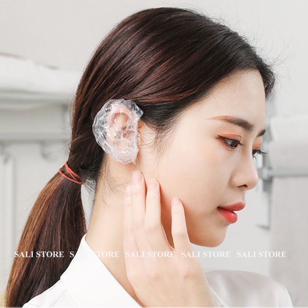Chụp tai nhuộm tóc dùng 1 lần, bao trùm tai đóng túi 100 cái bảo vệ tai khi tắm hoặc gội đầu, làm tóc SALI PK86