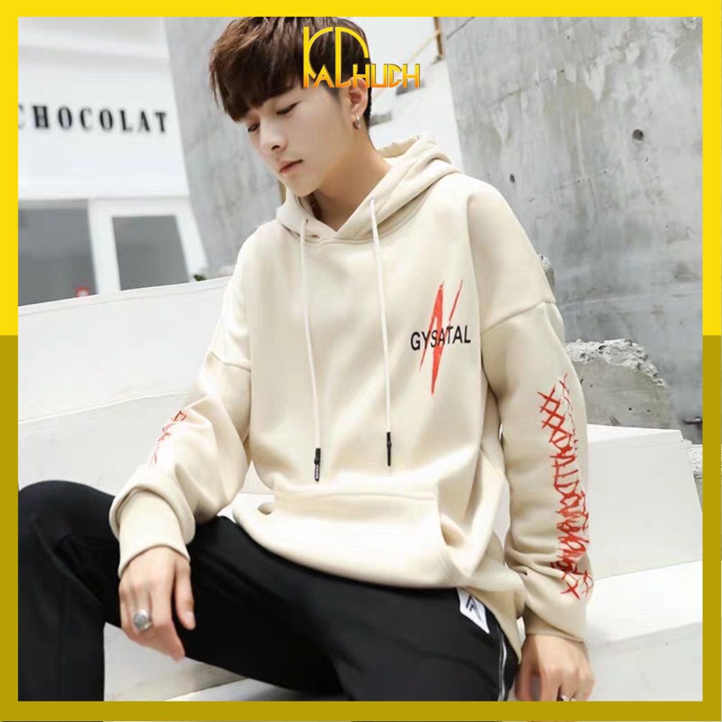 ÁO HOODIE NAM IN GYSATAL, VẢI NỈ FORM 40-70KG