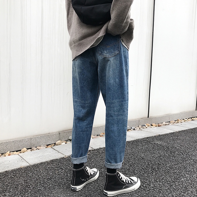 Quần Jean Ống Rộng Phong Cách Retro Nhật Bản Thời Trang Xuân Thu Cho Nam