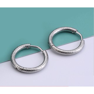 Khuyên titan nam nữ tròn basic vân sần mờ cá tính VSM11
