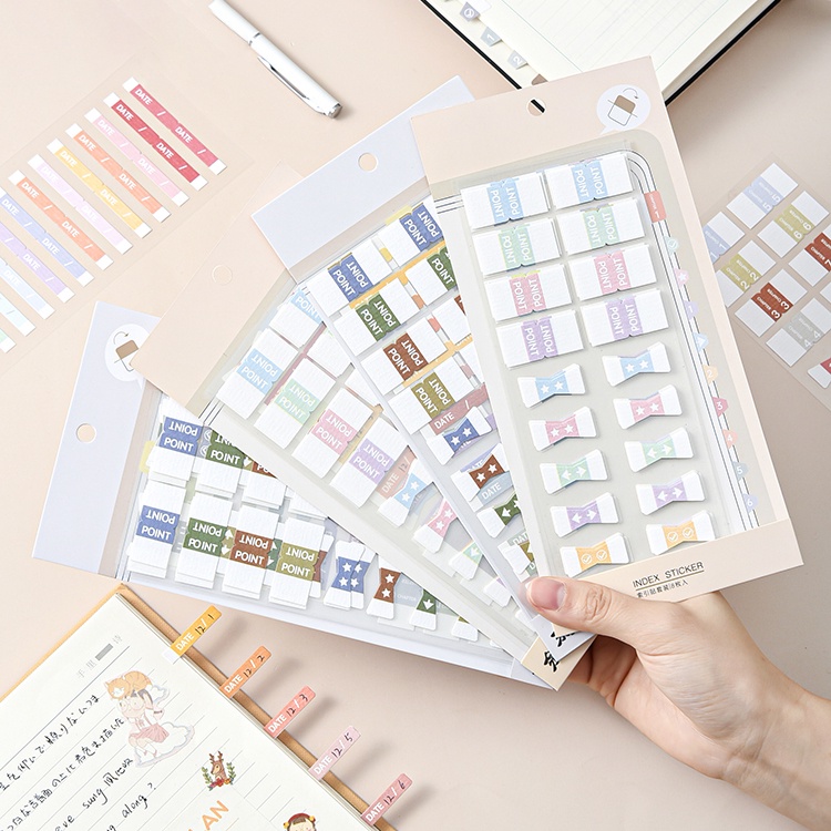 Bộ 8 Giấy Dán Ghi Chú Hai Mặt Màu Macaron Phong Cách Retro