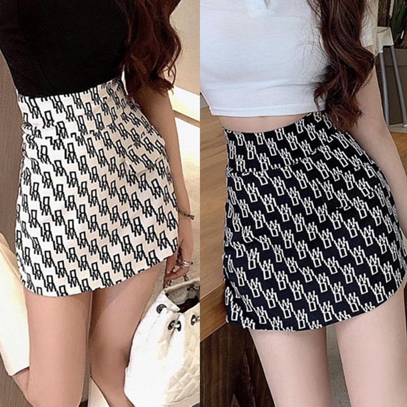 Korean Letter Print Skirt Waist Thin Wild Short Skirt Ladies Fashion Bag Hip Skirt