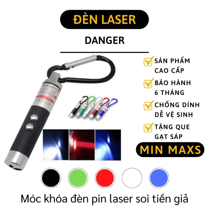 Móc khóa đèn pin 3 in 1 Led có thể soi tiền giả tia tím, chiếu laser tia đỏ và chiếu sáng màu trắng 2701 [MINMAXS]